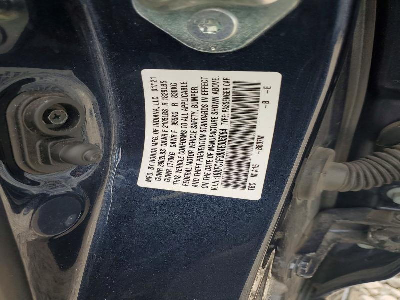 Продажа на аукционе авто 2021 Honda Civic, vin: 19XFC1F38ME005064, номер лота: 59861436