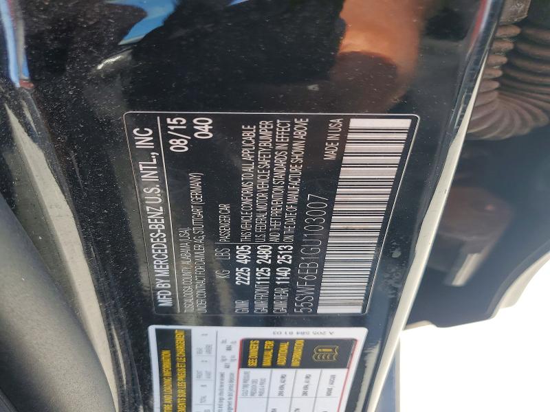 62567996 :رقم المزاد ، 55SWF6EB1GU103007 vin ، 2016 Mercedes-benz C مزاد بيع