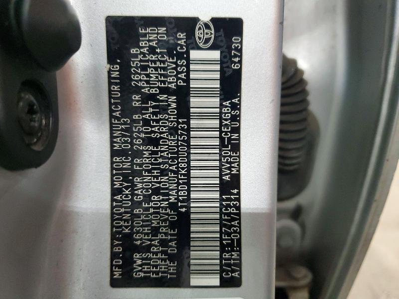 60125656 :رقم المزاد ، 4T1BD1FK8DU075731 vin ، 2013 Toyota Camry Hybrid مزاد بيع