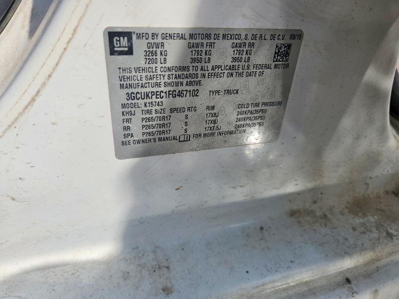 2015 Chevrolet Silverado მანქანა იყიდება აუქციონზე, vin: 3GCUKPEC1FG467102, აუქციონის ნომერი: 59885036