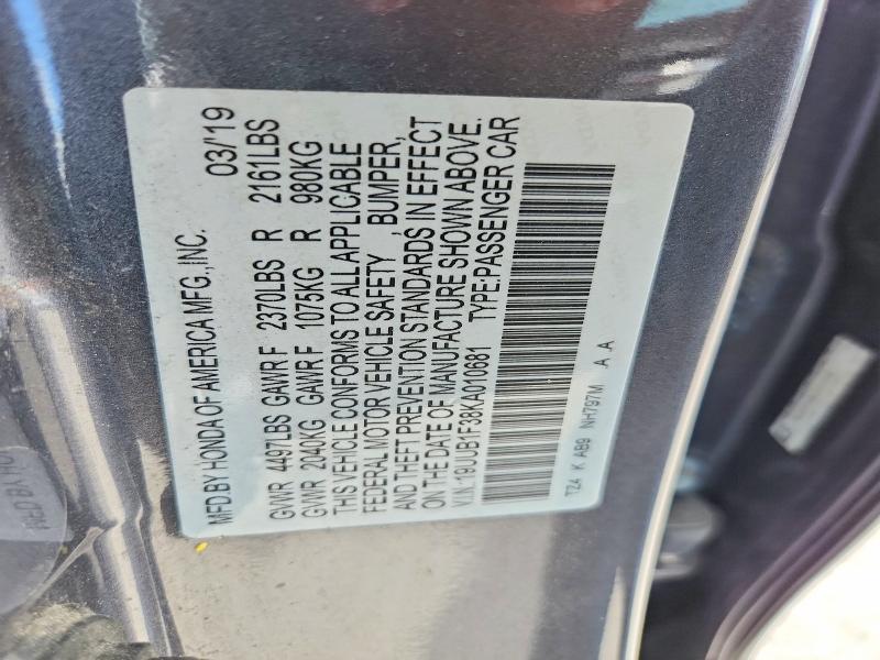 60493086 :رقم المزاد ، 19UUB1F38KA010681 vin ، 2019 Acura Tlx مزاد بيع