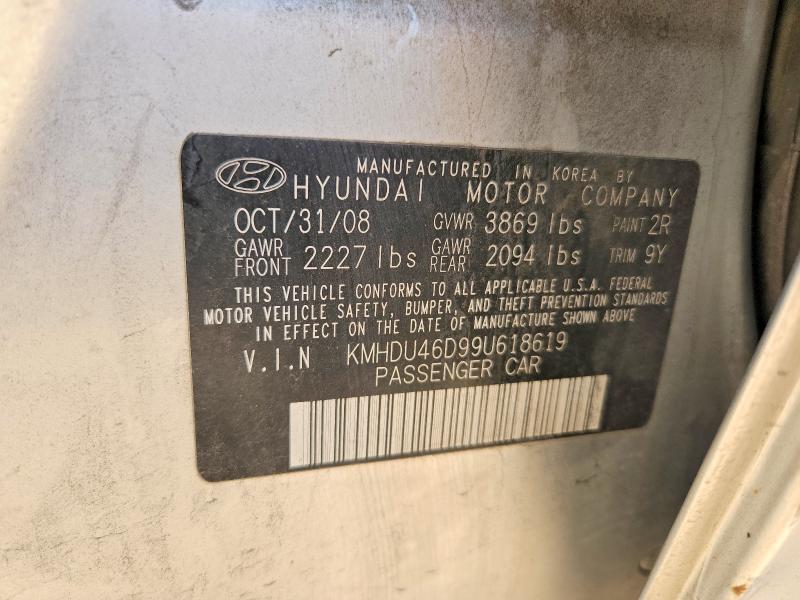 Aukcja sprzedaży 2009 Hyundai Elantra, vin: KMHDU46D99U618619, numer aukcji: 61620276