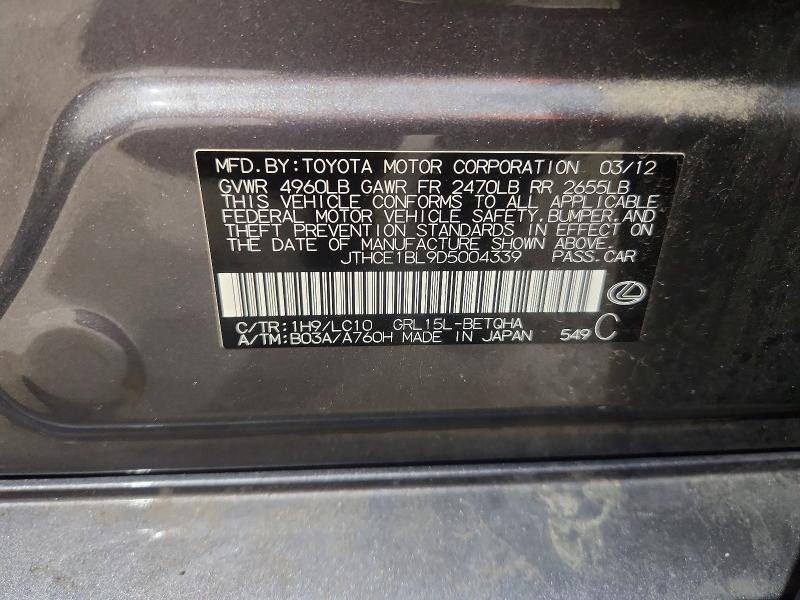 59239486 :رقم المزاد ، JTHCE1BL9D5004339 vin ، 2013 Lexus Gs مزاد بيع