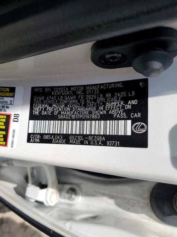 Продаж на аукціоні авто 2023 Lexus Es 350, vin: 58ADZ1B17PU147863, номер лоту: 60747076