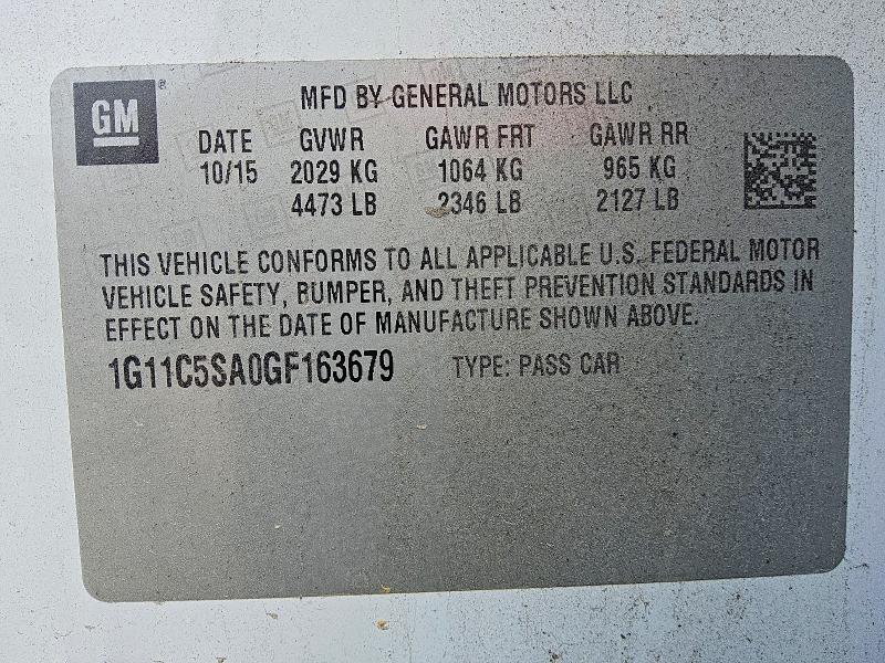 2016 Chevrolet Malibu Limited მანქანა იყიდება აუქციონზე, vin: 1G11C5SA0GF163679, აუქციონის ნომერი: 61377536