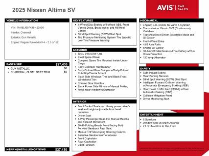 Aukcja sprzedaży 2025 Nissan Altima, vin: 1N4BL4DVXSN423600, numer aukcji: 61421496