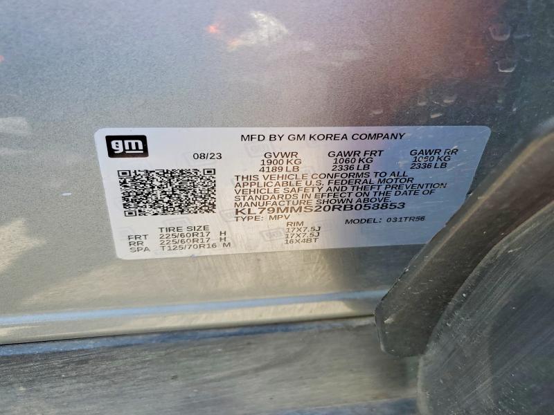 Aukcja sprzedaży 2024 Chevrolet Trailblazer, vin: KL79MMS20RB058853, numer aukcji: 60938876