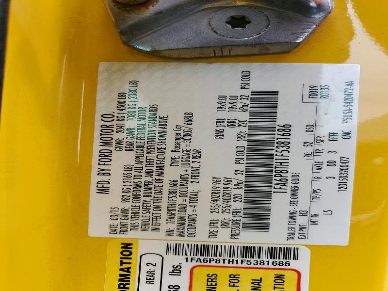 Aukcja sprzedaży 2015 Ford Mustang, vin: 1FA6P8TH1F5381686, numer aukcji: 59860606