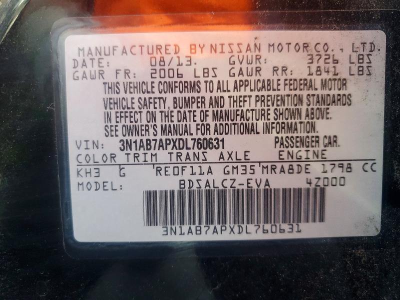 Aukcja sprzedaży 2013 Nissan Sentra, vin: 3N1AB7APXDL760631, numer aukcji: 61092466