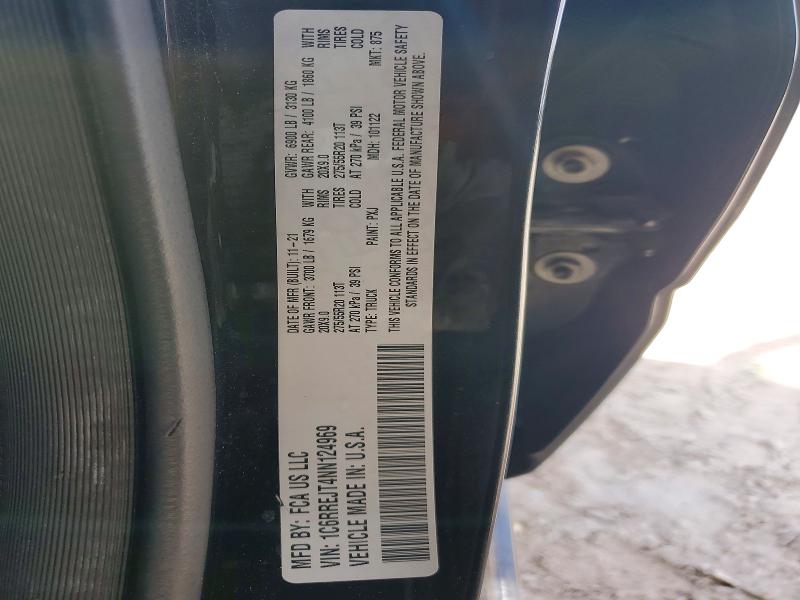 61090316 :رقم المزاد ، 1C6RREJT4NN124969 vin ، 2022 Ram 1500 مزاد بيع