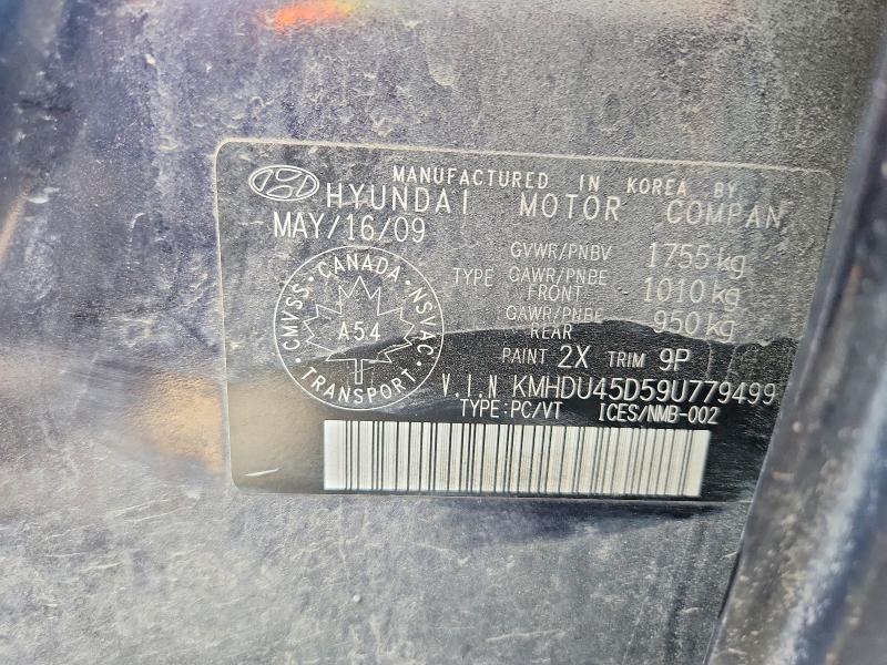 62313496 :رقم المزاد ، KMHDU45D59U779499 vin ، 2009 Hyundai Elantra مزاد بيع