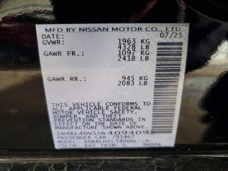 Aukcja sprzedaży 2025 Nissan Altima, vin: 1N4BL4DV5SN409409, numer aukcji: 62859116