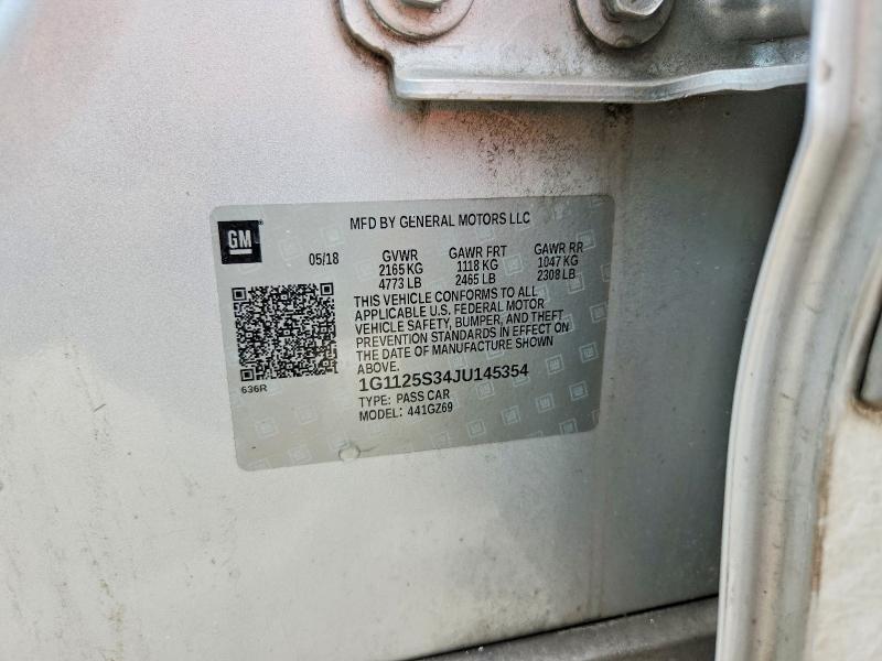 61506266 :رقم المزاد ، 1G1125S34JU145354 vin ، 2018 Chevrolet Impala مزاد بيع