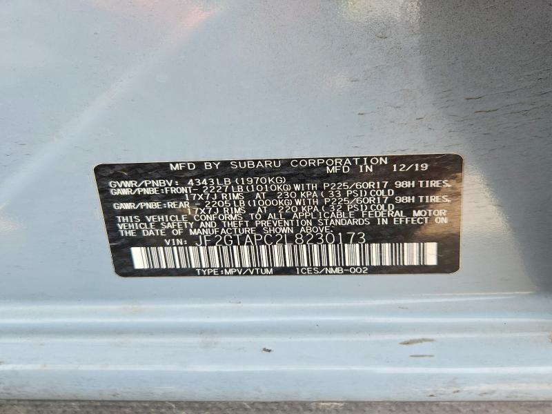 Продажа на аукционе авто 2020 Subaru Crosstrek, vin: JF2GTAPC2L8230173, номер лота: 59617936