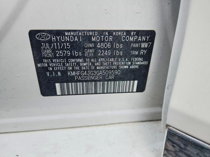 2016 Hyundai Azera მანქანა იყიდება აუქციონზე, vin: KMHFG4JG3GA509590, აუქციონის ნომერი: 59637746
