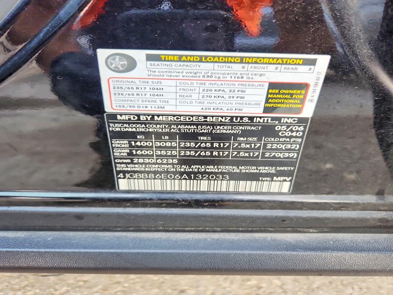 62902246 :رقم المزاد ، 4JGBB86E06A132033 vin ، 2006 Mercedes-benz Ml مزاد بيع