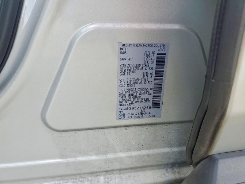 61370916 :رقم المزاد ، 5N1DR3CB2RC238266 vin ، 2024 Nissan Pathfinder مزاد بيع