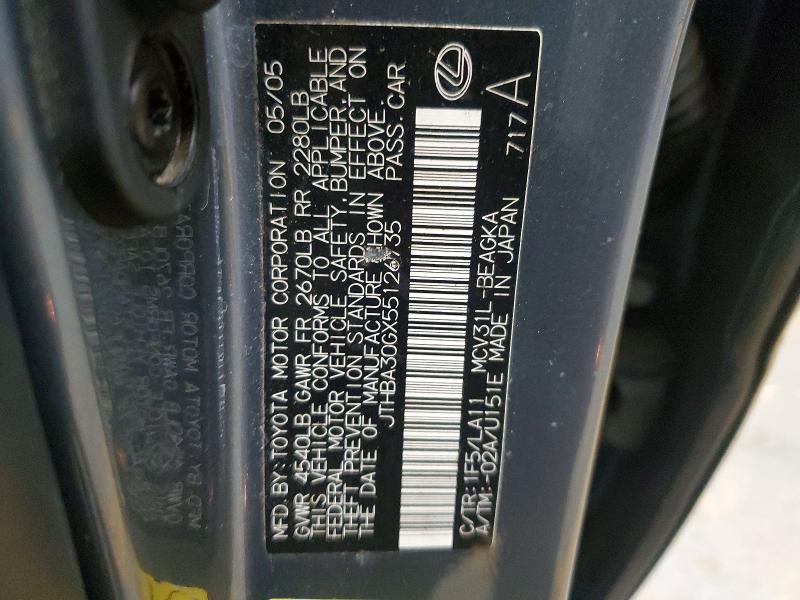 Продаж на аукціоні авто 2005 Lexus Es, vin: JTHBA30GX55126735, номер лоту: 60944116