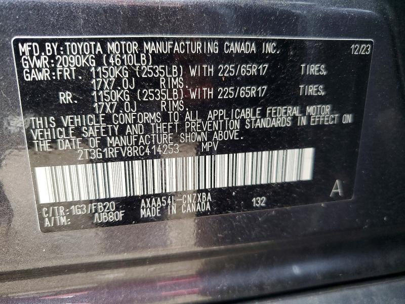 Aukcja sprzedaży 2024 Toyota Rav4, vin: 2T3G1RFV8RC414253, numer aukcji: 60461626