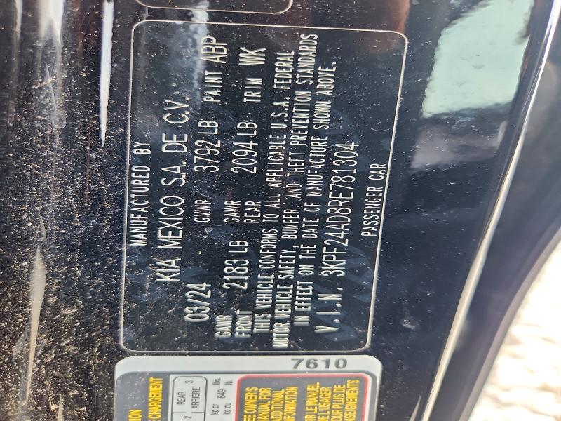 60811026 :رقم المزاد ، 3KPF24AD8RE781304 vin ، 2024 Kia Forte مزاد بيع