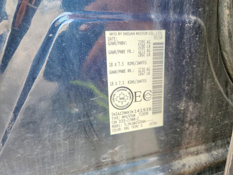 Продаж на аукціоні авто 2018 Nissan Murano, vin: 5N1AZ2MHXJN141938, номер лоту: 59699726