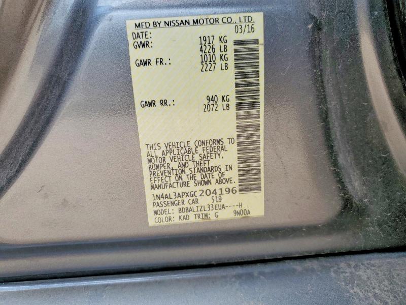 Aukcja sprzedaży 2016 Nissan Altima, vin: 1N4AL3APXGC204196, numer aukcji: 60460526