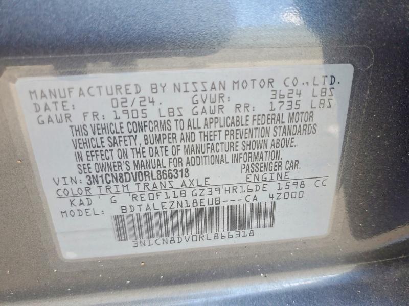 Продажа на аукционе авто 2024 Nissan Versa, vin: 3N1CN8DV0RL866318, номер лота: 61299086