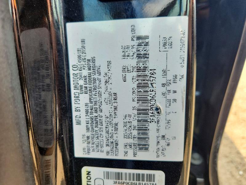 Продажа на аукционе авто 2020 Ford Fusion, vin: 3FA6P0CD6LR145784, номер лота: 62266726