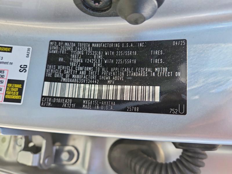 60573236 :رقم المزاد ، 7MUDAABG3SV134442 vin ، 2025 Toyota Corolla Cross مزاد بيع