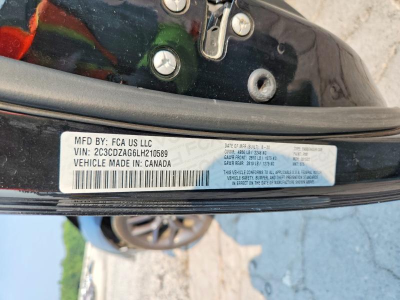 2020 Dodge Challenger მანქანა იყიდება აუქციონზე, vin: 2C3CDZAG6LH210589, აუქციონის ნომერი: 63029326