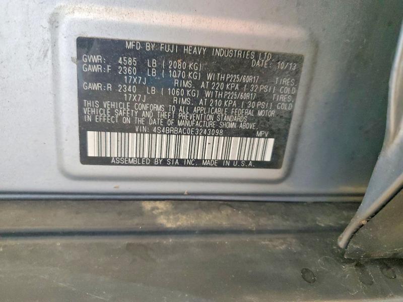 Aukcja sprzedaży 2014 Subaru Outback, vin: 4S4BRBAC0E3243098, numer aukcji: 62604286