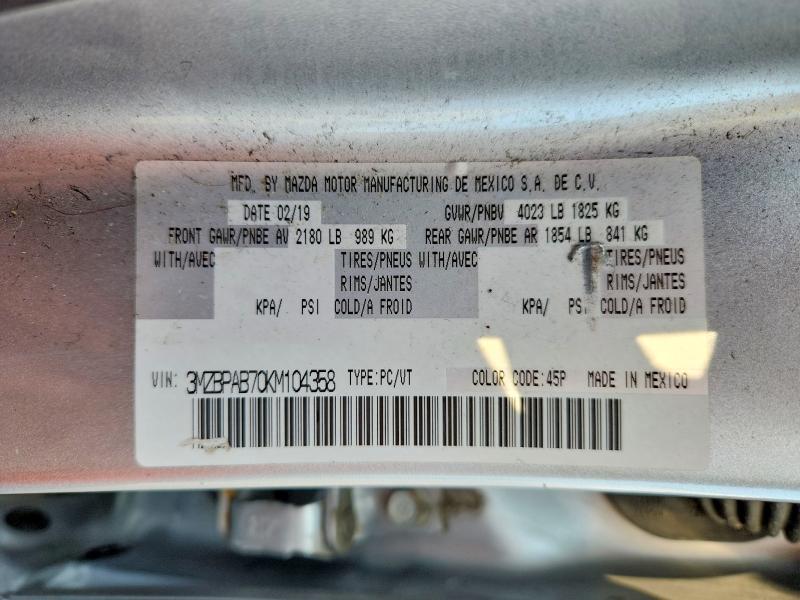 62236266 :رقم المزاد ، 3MZBPAB70KM104358 vin ، 2019 Mazda 3 مزاد بيع
