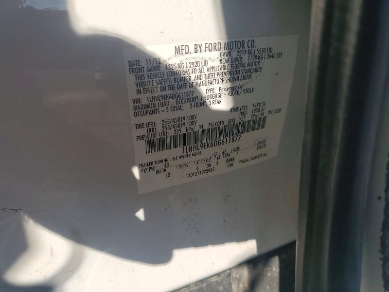 Auction sale of the 2013 Lincoln Mks, vin: 1LNHL9EK6DG611877, lot number: 60786776