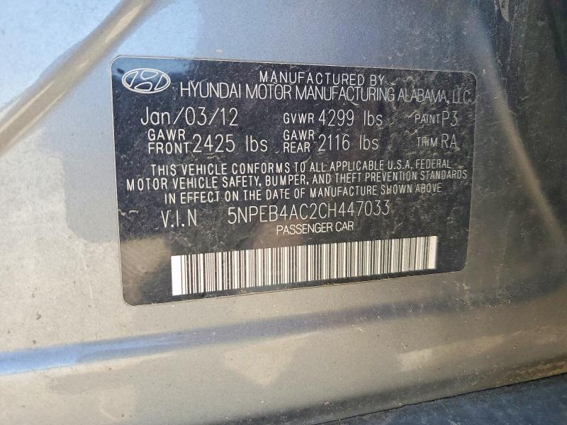 Продаж на аукціоні авто 2012 Hyundai Sonata, vin: 5NPEB4AC2CH447033, номер лоту: 59921396