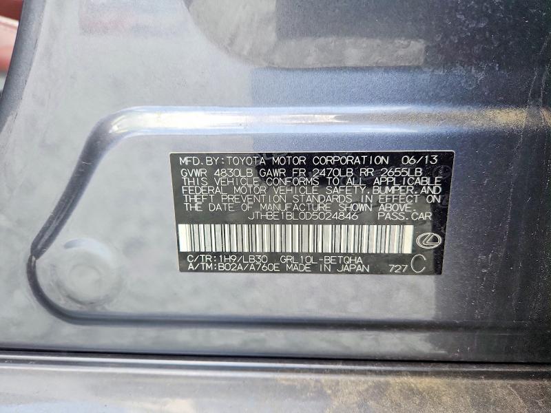 59771166 :رقم المزاد ، JTHBE1BL0D5024846 vin ، 2013 Lexus Gs مزاد بيع
