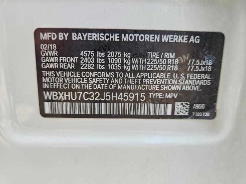 2018 Bmw X1 მანქანა იყიდება აუქციონზე, vin: WBXHU7C32J5H45915, აუქციონის ნომერი: 62837746