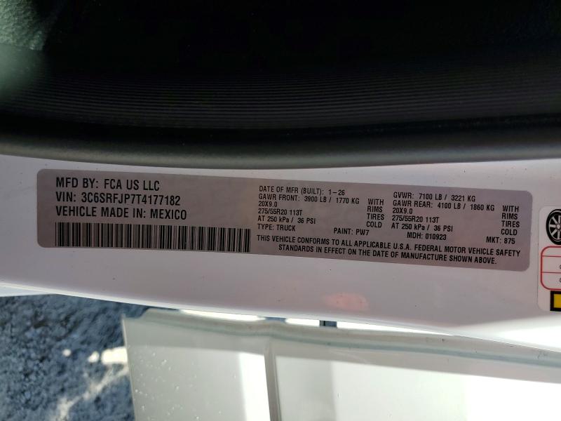 Продажа на аукционе авто 2026 Ram 1500, vin: 3C6SRFJP7T4177182, номер лота: 61871026