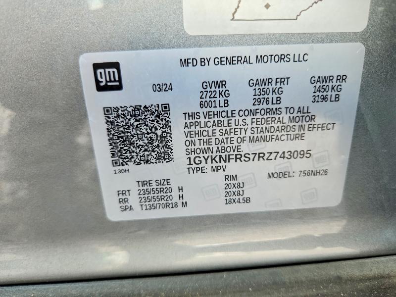 Aukcja sprzedaży 2024 Cadillac Xt5, vin: 1GYKNFRS7RZ743095, numer aukcji: 59972416