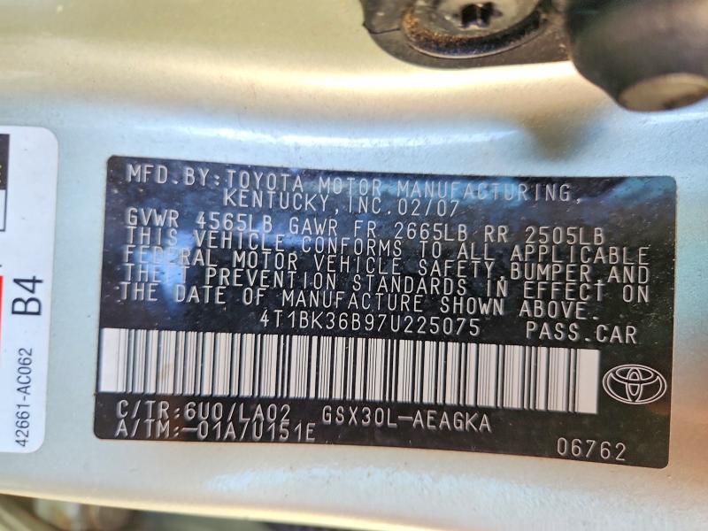 Продажа на аукционе авто 2007 Toyota Avalon, vin: 4T1BK36B97U225075, номер лота: 61742566