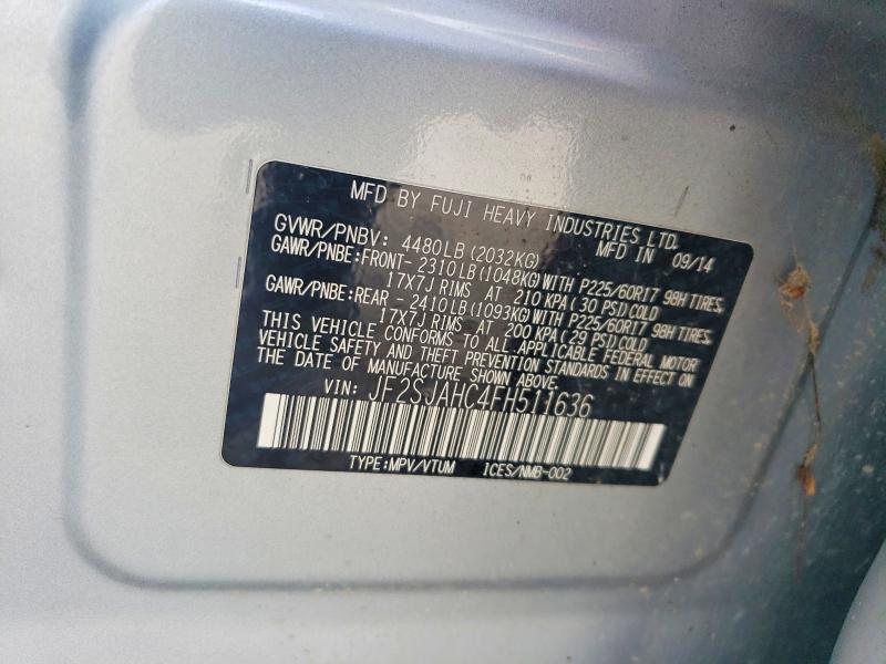 Продажа на аукционе авто 2015 Subaru Forester, vin: JF2SJAHC4FH511636, номер лота: 61085646