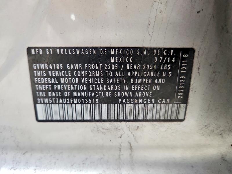 62805476 :رقم المزاد ، 3VW5T7AU2FM013519 vin ، 2015 Volkswagen Gti مزاد بيع