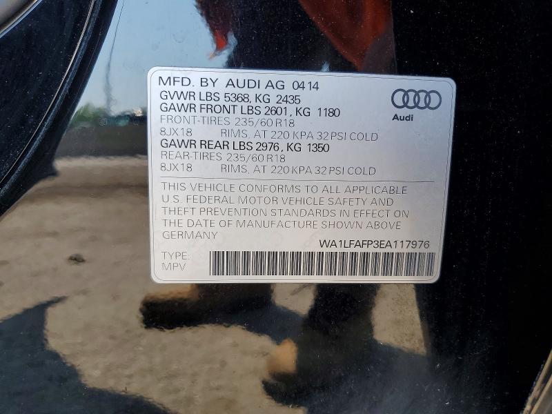 2014 Audi Q5 მანქანა იყიდება აუქციონზე, vin: WA1LFAFP3EA117976, აუქციონის ნომერი: 58892266