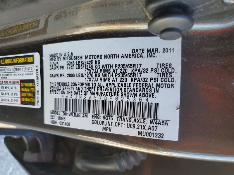 Продажа на аукционе авто 2011 Mitsubishi Endeavor, vin: 4A4JN2AS7BE025364, номер лота: 60739026