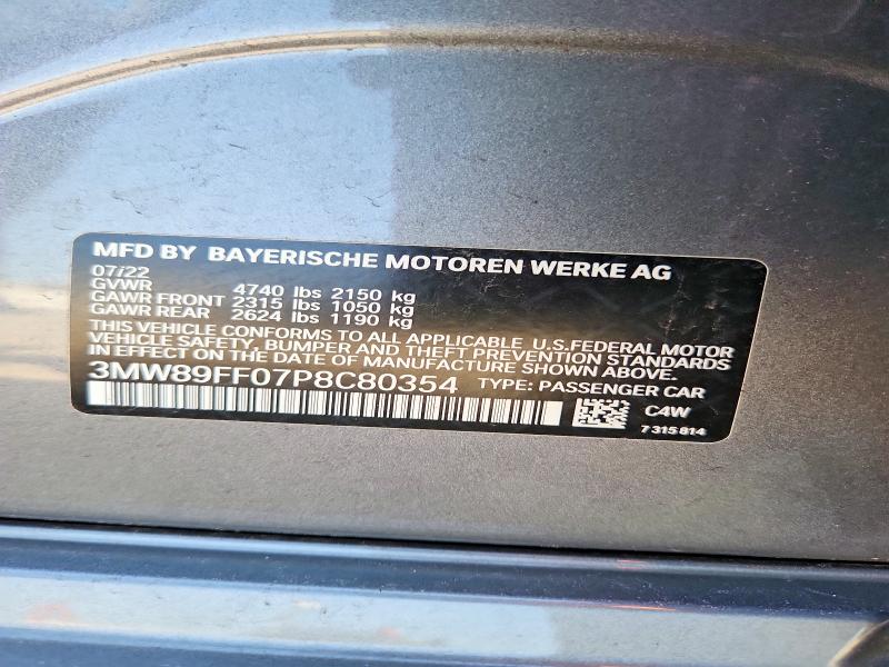Aukcja sprzedaży 2023 Bmw 330xi, vin: 3MW89FF07P8C80354, numer aukcji: 97682225
