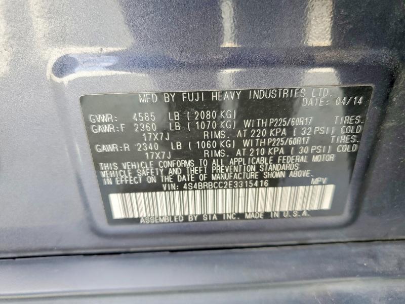 Продаж на аукціоні авто 2014 Subaru Outback, vin: 4S4BRBCC2E3315416, номер лоту: 59678326