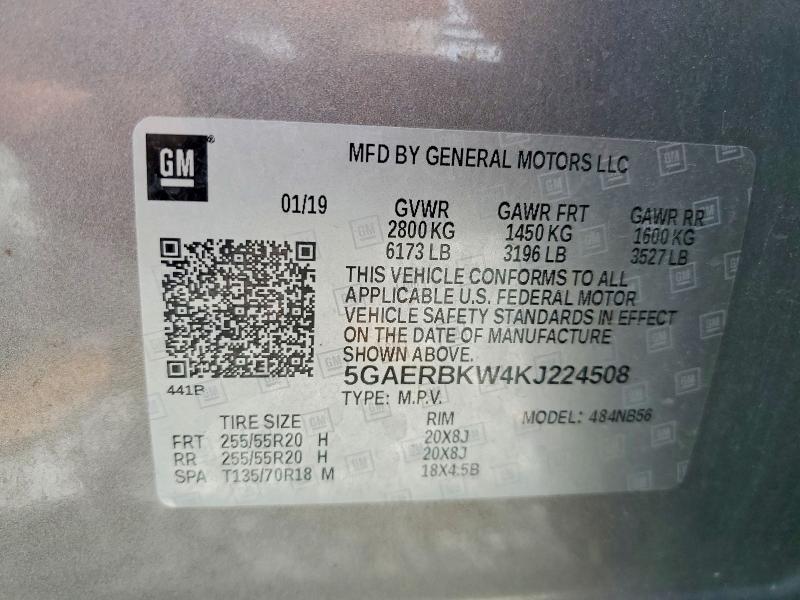 62089146 :رقم المزاد ، 5GAERBKW4KJ224508 vin ، 2019 Buick Enclave مزاد بيع