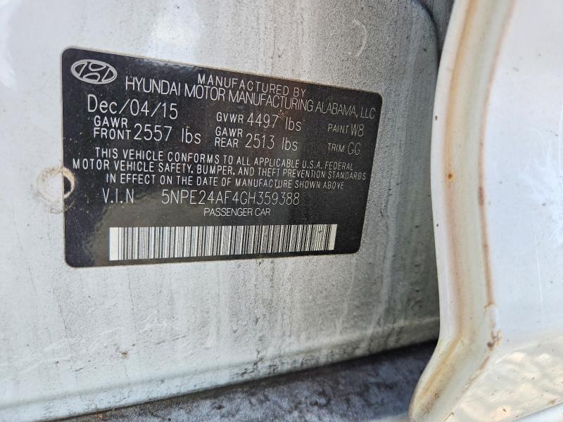 60160336 :رقم المزاد ، 5NPE24AF4GH359388 vin ، 2016 Hyundai Sonata مزاد بيع