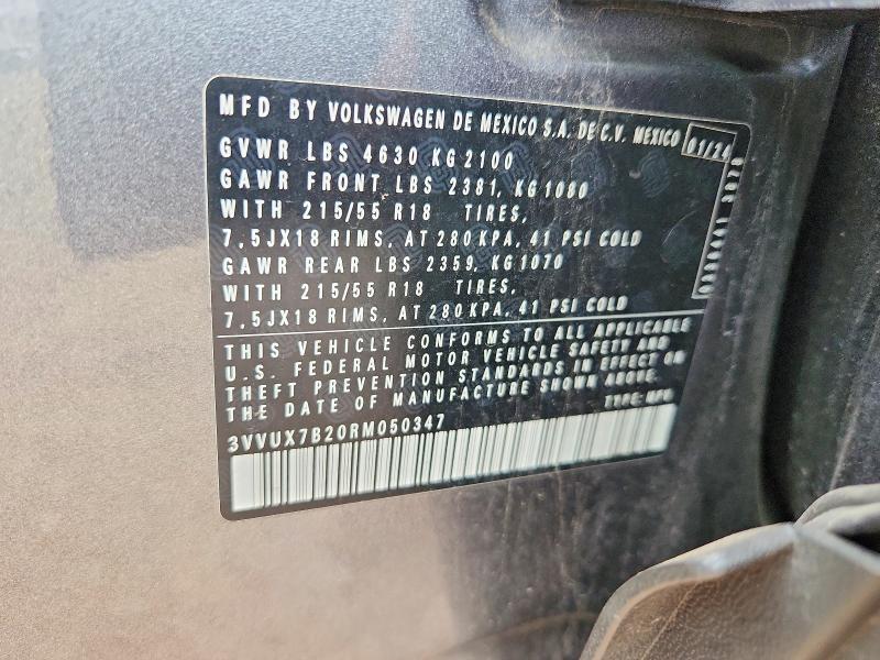 Aukcja sprzedaży 2024 Volkswagen Taos, vin: 3VVUX7B20RM050347, numer aukcji: 62478306