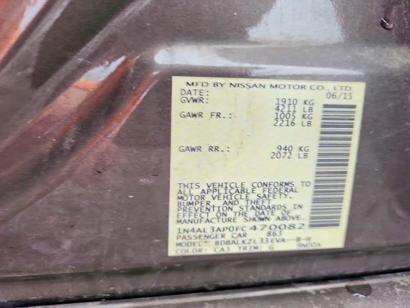 2015 Nissan Altima მანქანა იყიდება აუქციონზე, vin: 1N4AL3AP0FC470082, აუქციონის ნომერი: 62492636