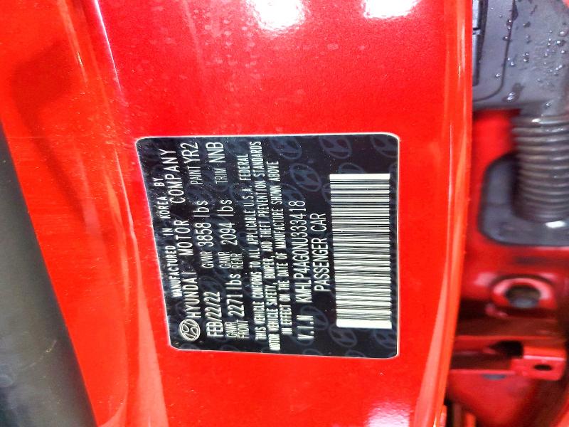 Продажа на аукционе авто 2022 Hyundai Elantra, vin: KMHLP4AG0NU333418, номер лота: 59589216